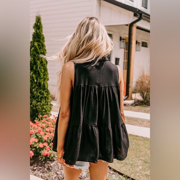 Impressions Tiered Ruffle sleeveless Top - Picture 4 of 11